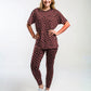 Simple Maze Print Premium Oversized Tee With Tummy Tuck Body Shaping Leggings Magenta Co-ord Set