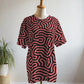 Simple Maze Print Premium Oversized Tee With Tummy Tuck Body Shaping Leggings Magenta Co-ord Set
