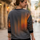 Modern Sunrays Print Black Sweatshirt