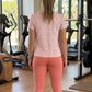 Sophisticated Geometric Print | Activewear Coord Set Tshirt With Tummy Tuck Peach Leggings | Multi Sport | Odour Free