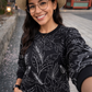 Monochrome Floral Print Black Sweatshirt