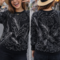 Monochrome Floral Print Black Sweatshirt