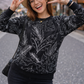Monochrome Floral Print Black Sweatshirt