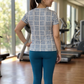 Sophisticated Geometric Print | Activewear Coord Set Tshirt With Tummy Tuck Green Leggings | Multi Sport | Odour Free