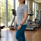 Sophisticated Geometric Print | Activewear Coord Set Tshirt With Tummy Tuck Green Leggings | Multi Sport | Odour Free