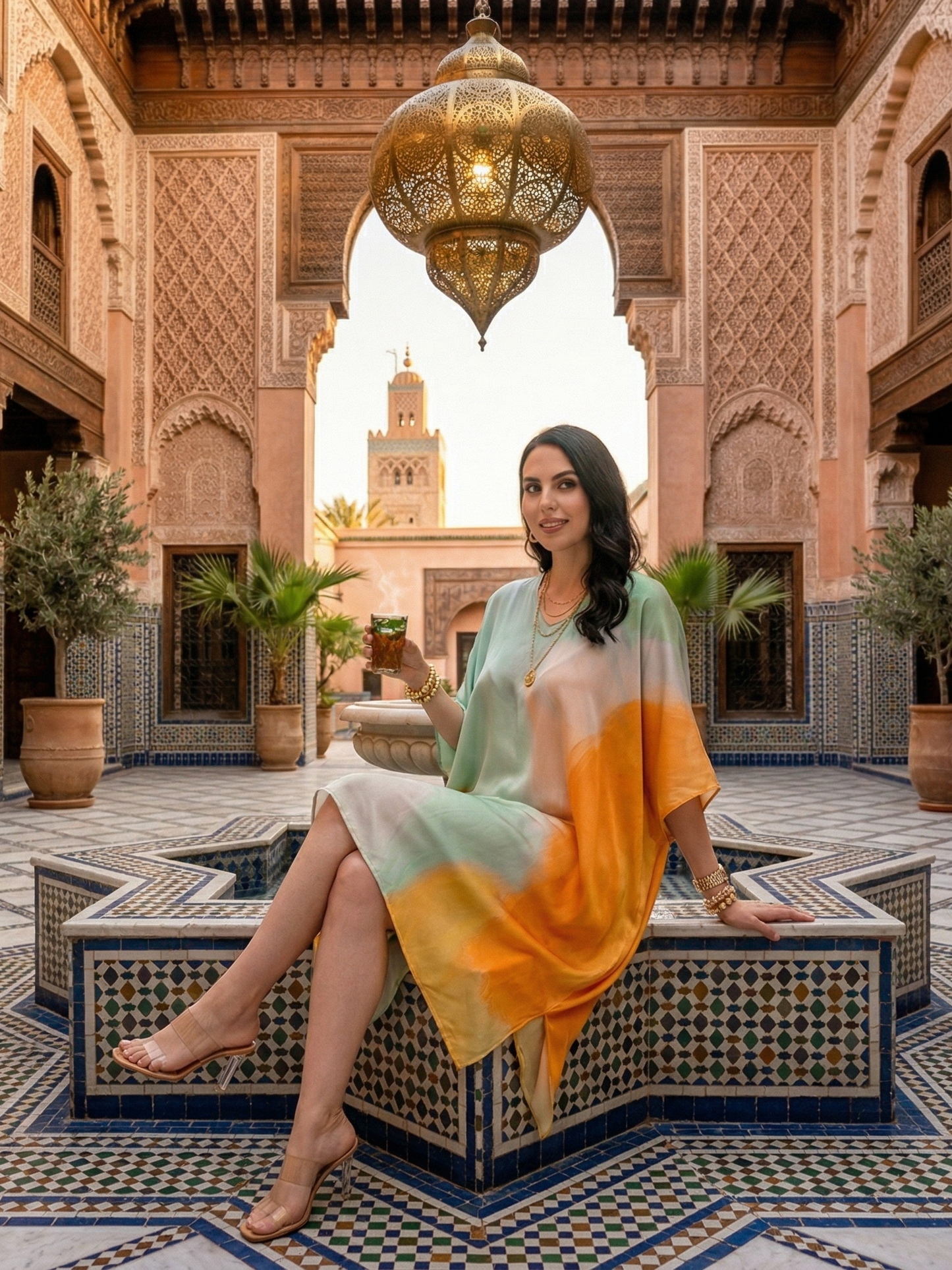 Pretty Pastel Multicolour Kaftan Dress