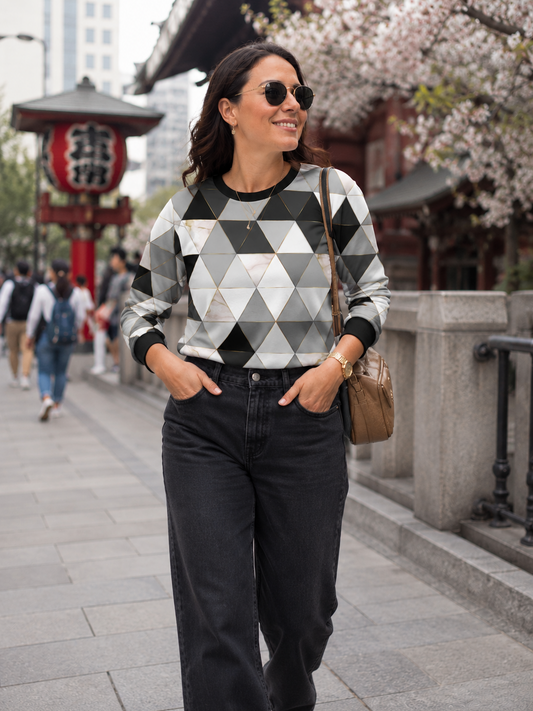 Monochrome Diamond Print Multicoloured Sweatshirt