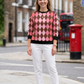 Versatile Diamond Print Multicoloured Sweatshirt