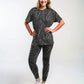 Evergreen Black Matrix Print Premium Oversized Tee With Tummy Tuck Body Shaping Leggings Co-ord Set