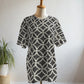 Must Have Mosaic Black And White Print Premium Oversized Tee With Tummy Tuck Body Shaping Leggings Co-ord Set
