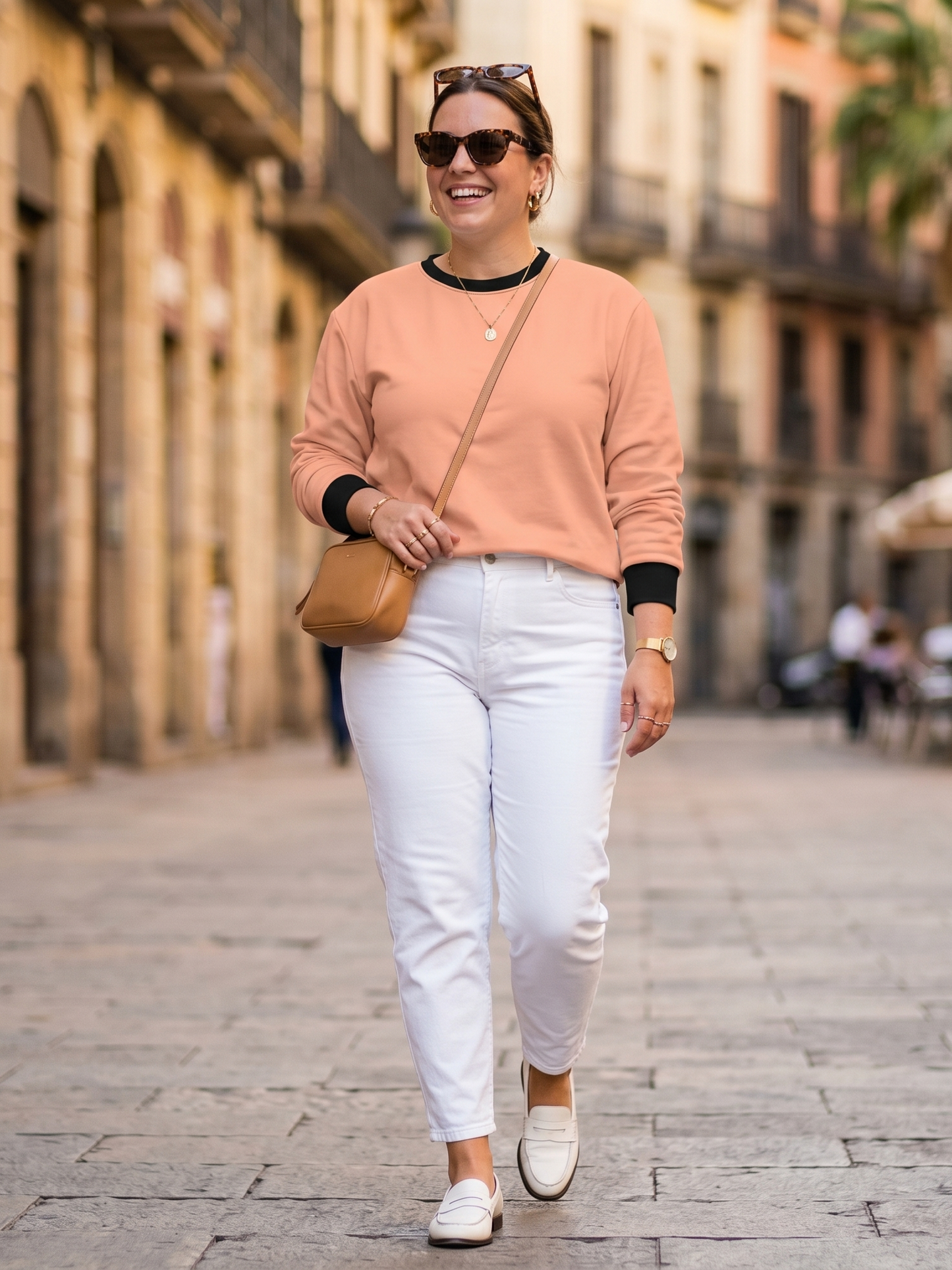 Pretty Peach Solid Sweatshirt