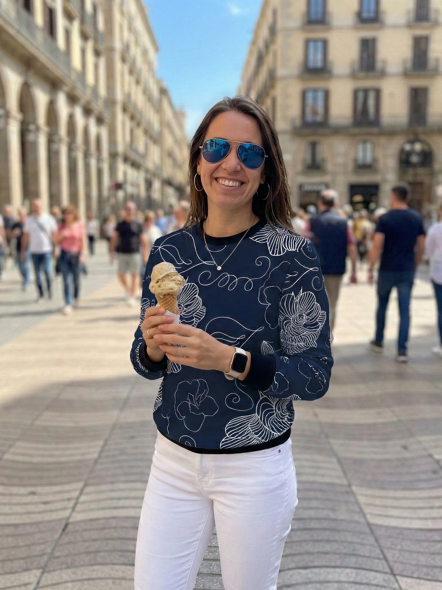 Alluring Floral Print Blue Sweatshirt