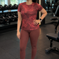 Bright Abstract Print | Activewear Coord Set Tshirt With Tummy Tuck Leggings | Multi Sport | Odour Free