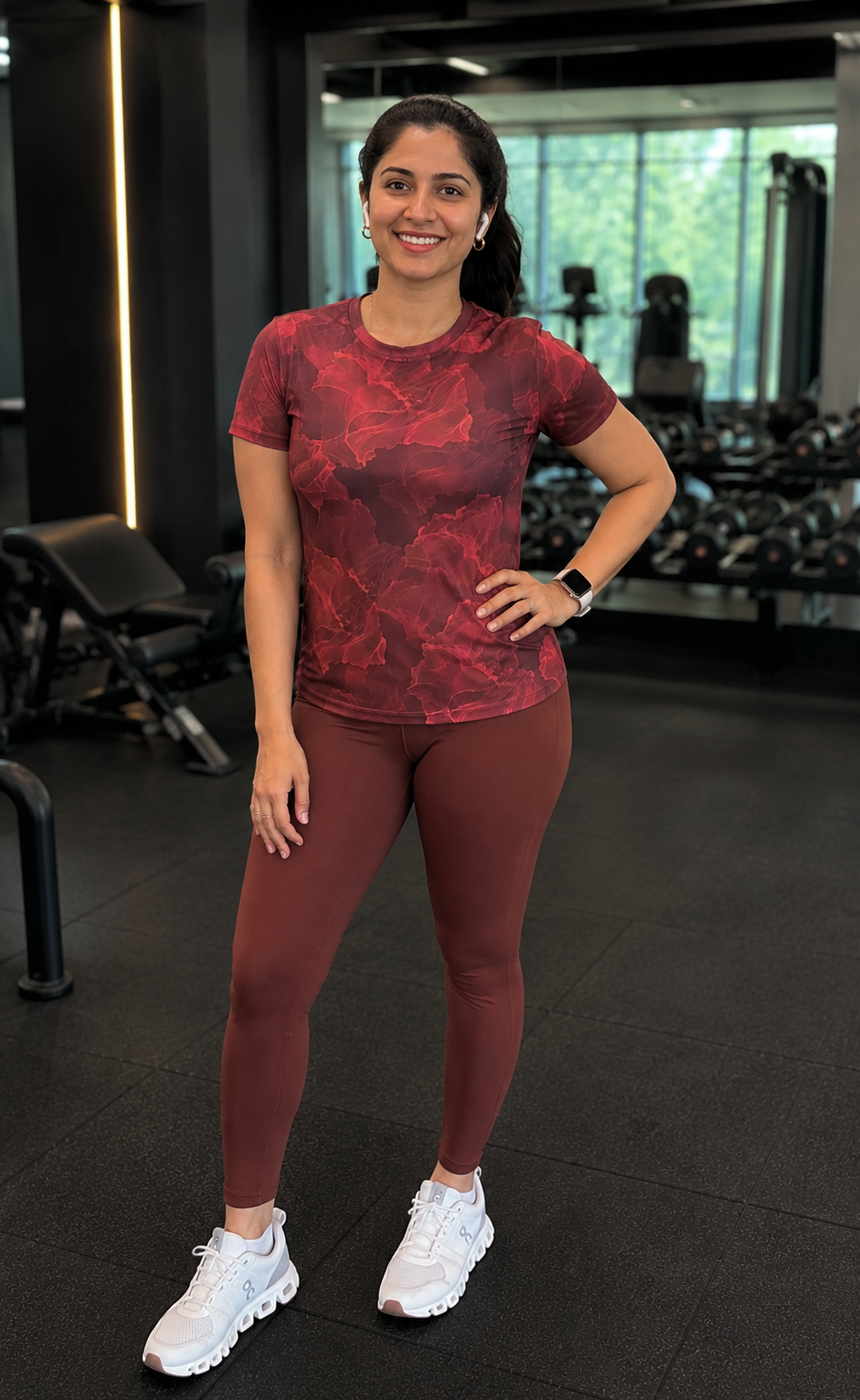 Bright Abstract Print | Activewear Coord Set Tshirt With Tummy Tuck Leggings | Multi Sport | Odour Free