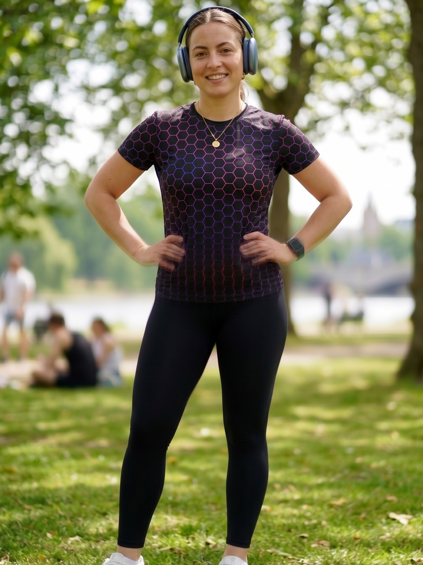 Bestseller Honeycomb Print | Activewear Coord Set Tshirt With Tummy Tuck Leggings | Multi Sport | Odour Free