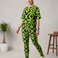 Stylish Indefinite Print Premium Oversized Tee With Tummy Tuck Body Shaping Leggings Co-ord Set - Ships in 24 Hrs