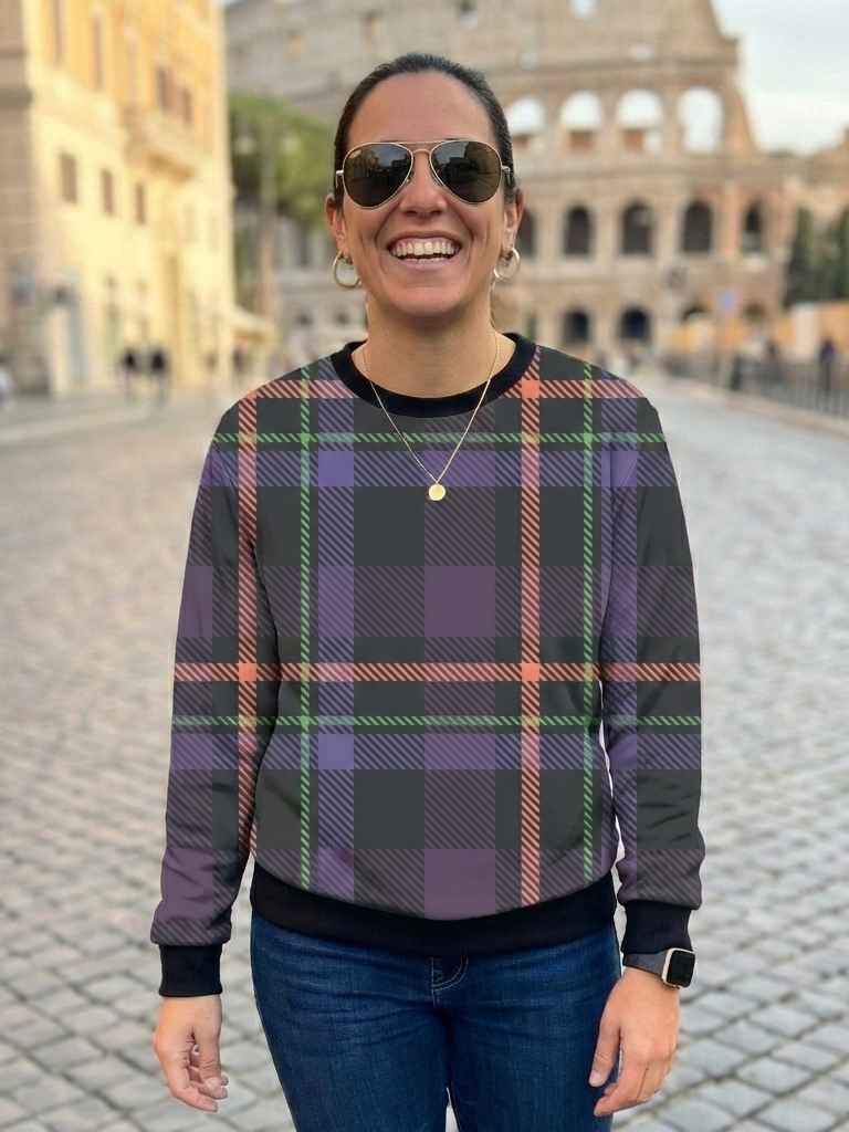 Oxford Vibe Smart Plaid Print Multicoloured Sweatshirt