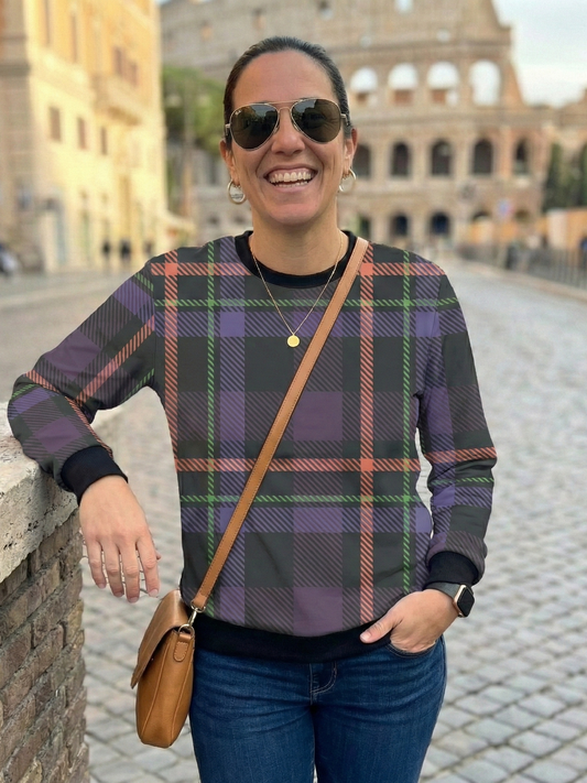 Oxford Vibe Smart Plaid Print Multicoloured Sweatshirt