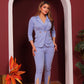Formal Style Blazer Coat And Pants Light Blue Suit Set