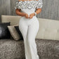 Sexy Ruffled Off Shoulder Wide Leg White Jumpsuit