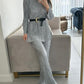 Smart Solid Long Sleeve Straight Leg Trouser Grey Set
