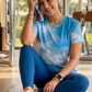 Pastel Clouds Print | Activewear Coord Set Tshirt With Tummy Tuck Blue Leggings | Multi Sport | Odour Free