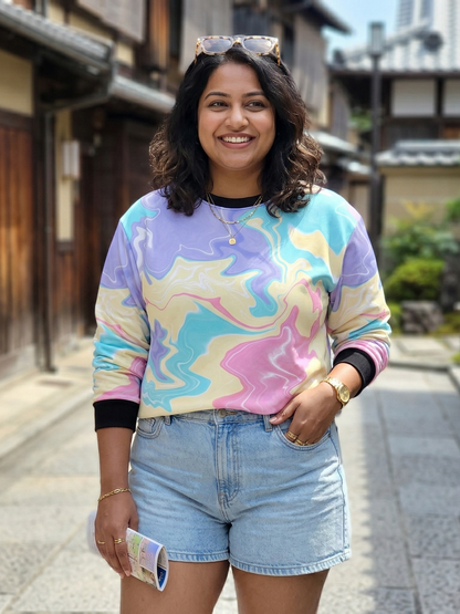 Lovely Pastel Rhythm Print Sweatshirt