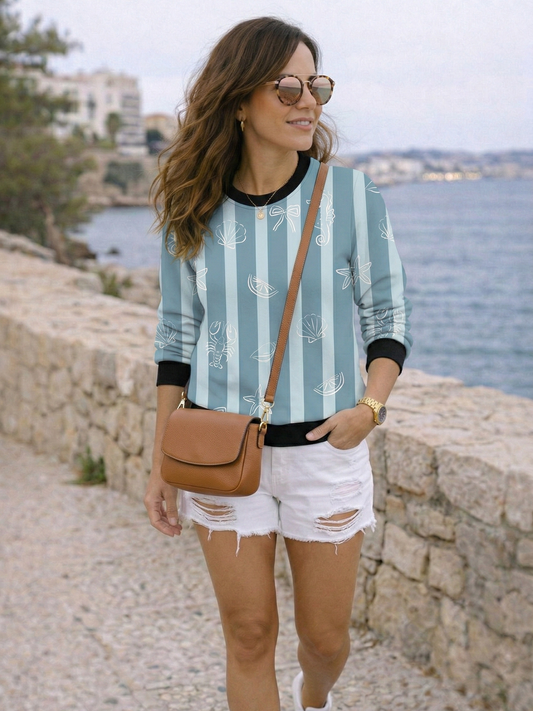 Sweet Pastel Sea Art  Print Multicoloured Sweatshirt