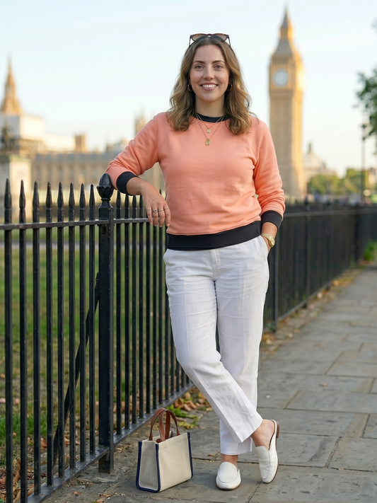 Soothing Pastel Solid Print Peach Pink Sweatshirt