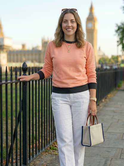 Soothing Pastel Solid Print Peach Pink Sweatshirt
