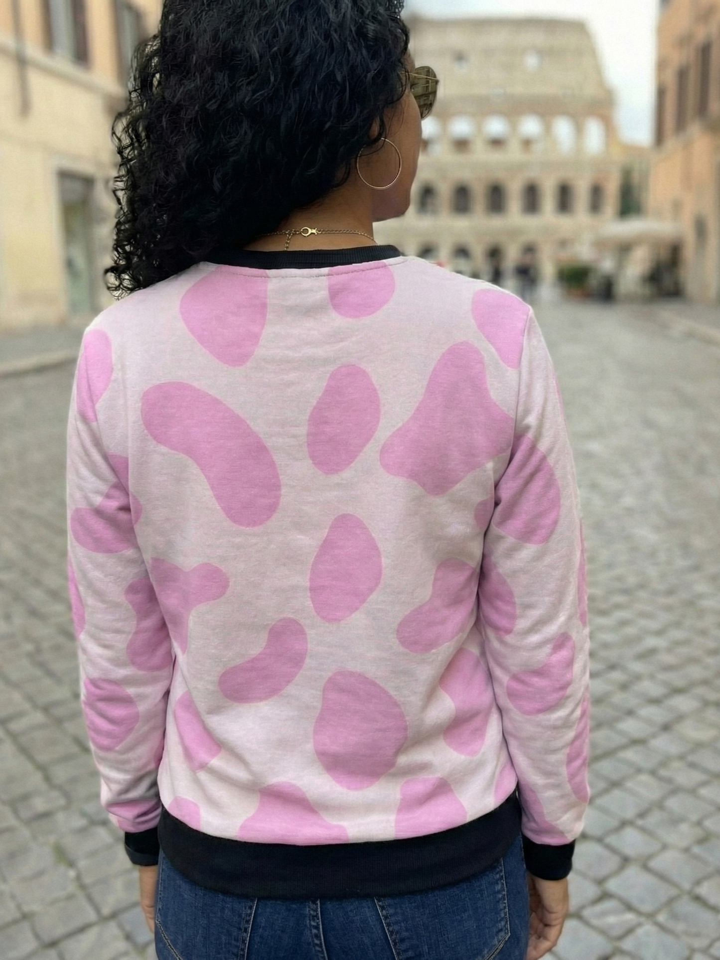 Cute Dalmation Print Pink Sweatshirt