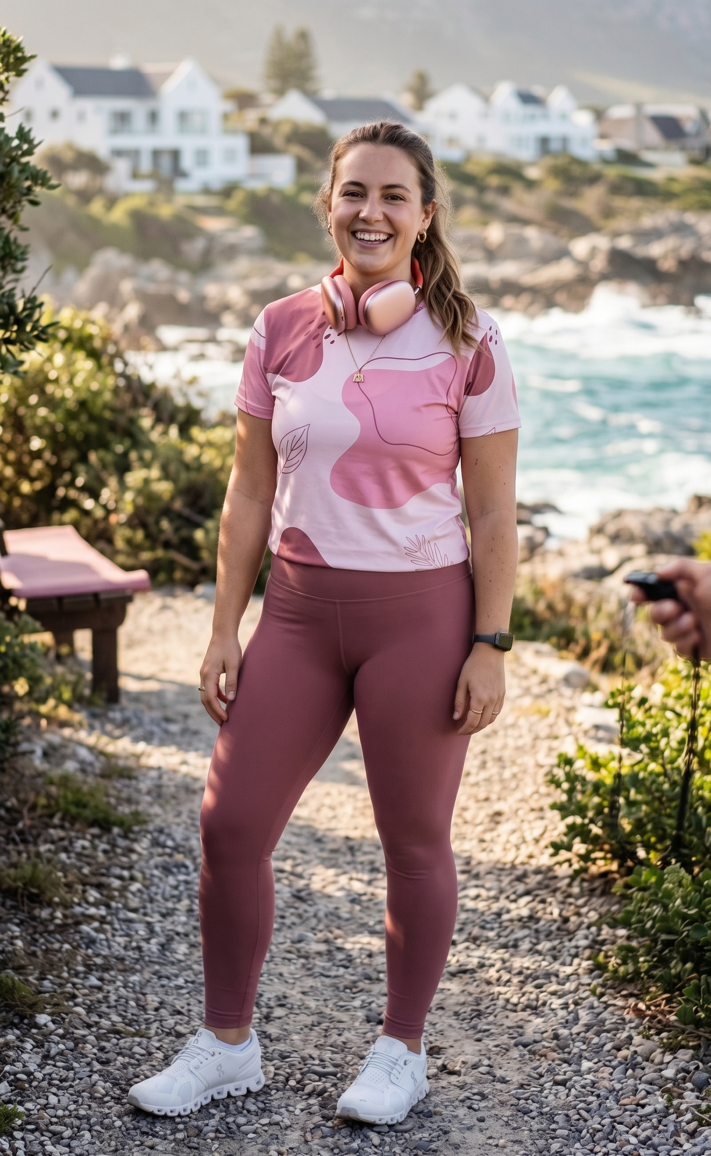 Fabulous Fluid Art Pink Print | Activewear Coord Set Tshirt With Tummy Tuck Leggings | Multi Sport | Odour Free