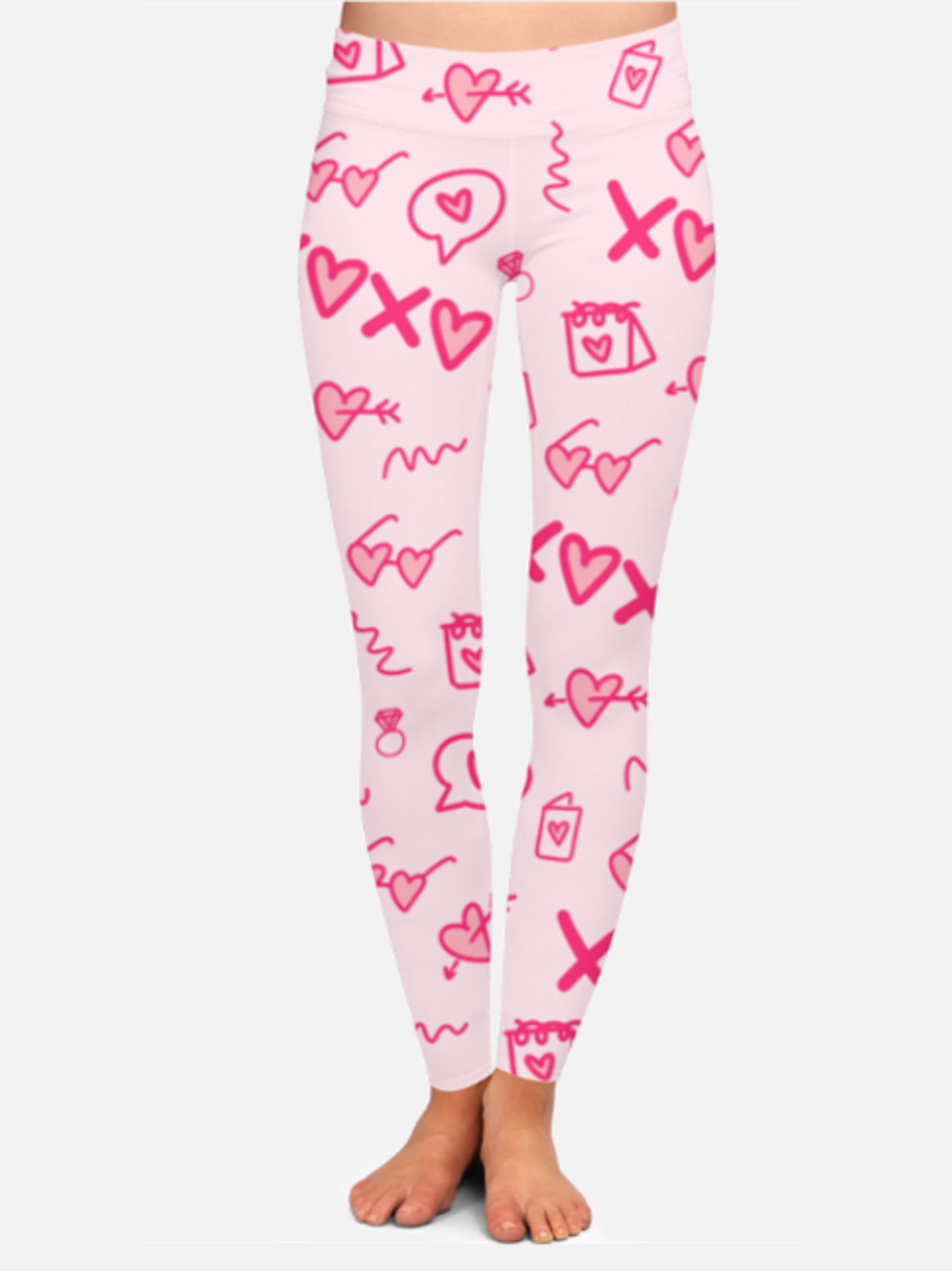 Adorable Pink XOXO Print High Waist Body Shaping Leggings