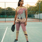 Pickleball | Paddleball | Activewear Coord Set Tshirt With Tummy Tuck Leggings | Pink Cherry Blossom Print