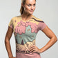 Pickleball | Paddleball | Activewear Coord Set Tshirt With Tummy Tuck Leggings | Pink Cherry Blossom Print