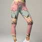 Pickleball | Paddleball | Activewear Coord Set Tshirt With Tummy Tuck Leggings | Pink Cherry Blossom Print