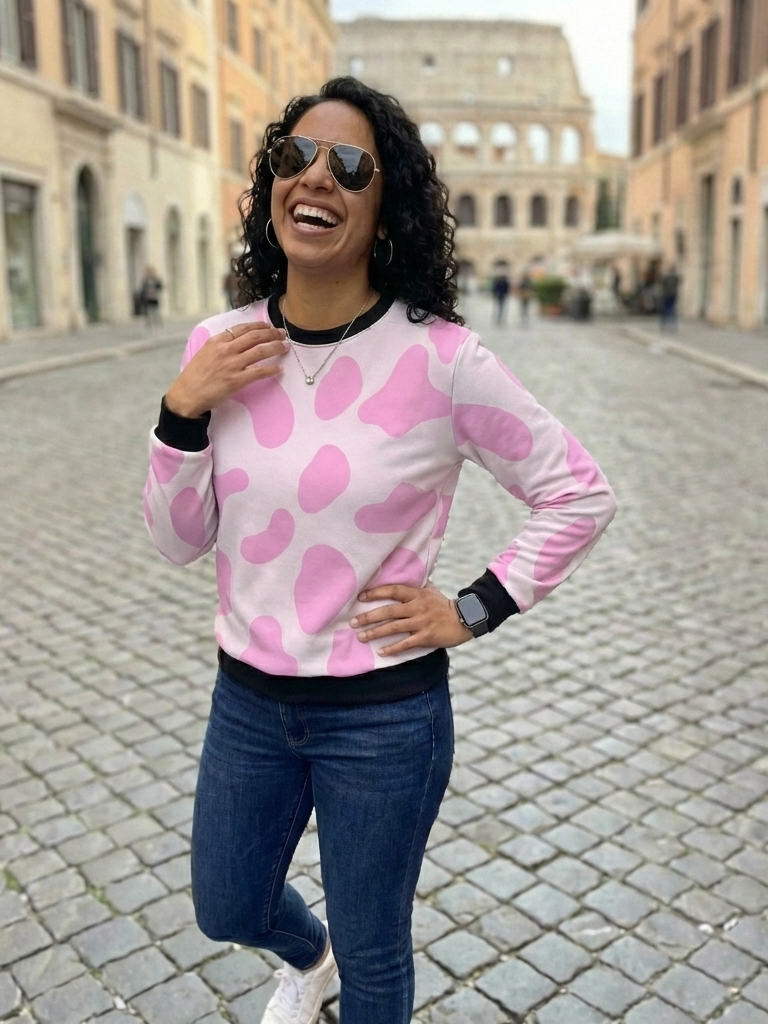 Cute Dalmation Print Pink Sweatshirt