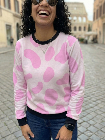 Cute Dalmation Print Pink Sweatshirt