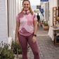 Fabulous Fluid Art Pink Print | Activewear Coord Set Tshirt With Tummy Tuck Leggings | Multi Sport | Odour Free