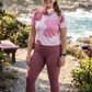 Fabulous Fluid Art Pink Print | Activewear Coord Set Tshirt With Tummy Tuck Leggings | Multi Sport | Odour Free