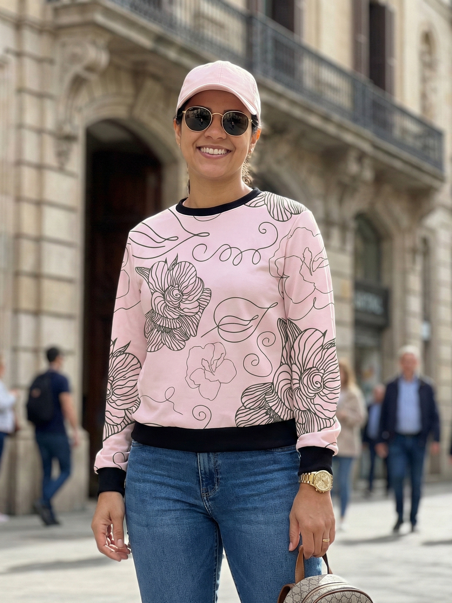 Pretty Pink Floral Print Sweatshirt