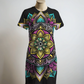 Unique Mandala Print Black T Shirt Dress