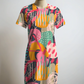 Vibrant Abstract Print Pink T Shirt Dress