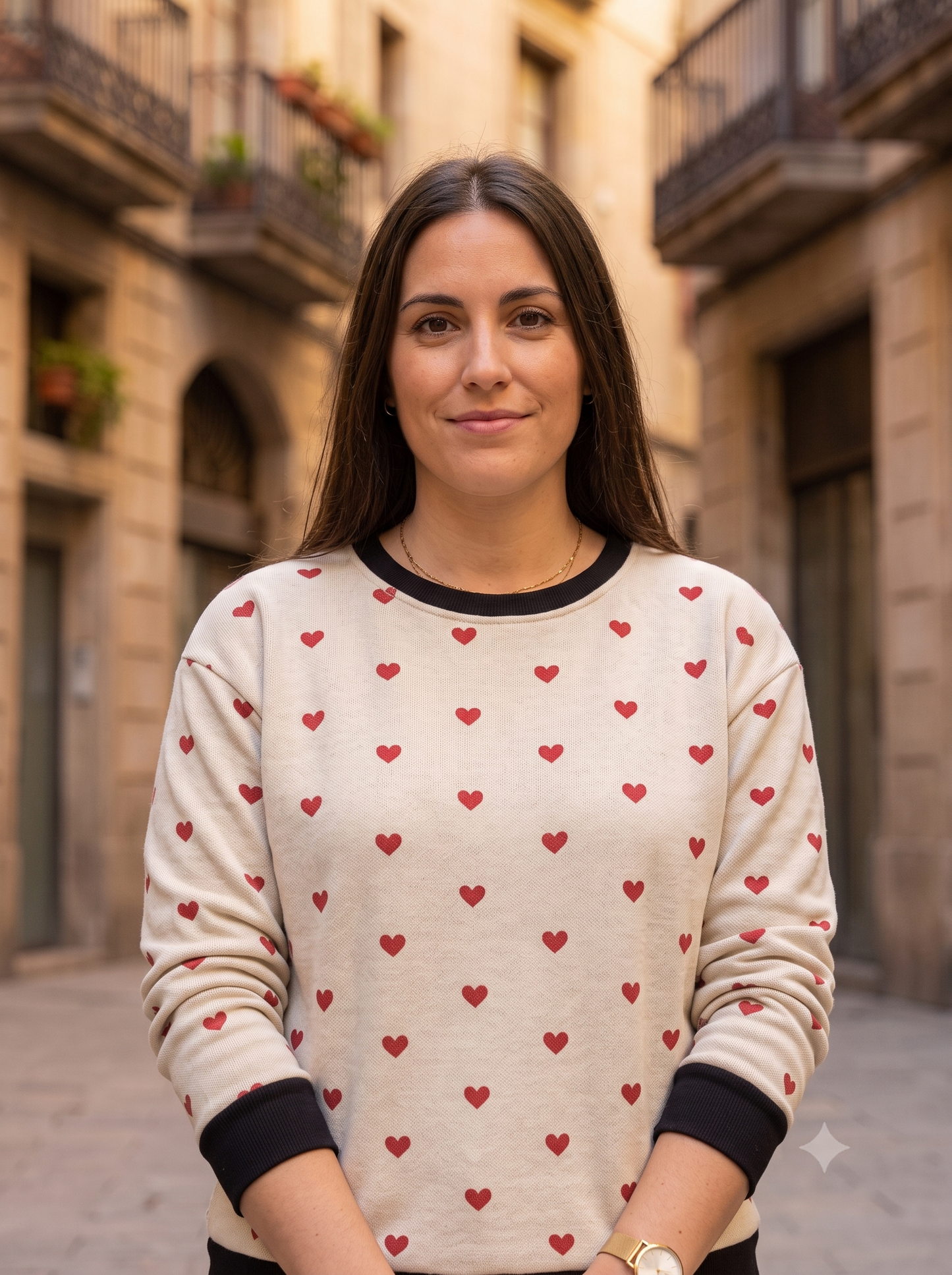Adorable Heart Print Red Sweatshirt
