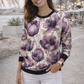 Pretty Floral Print Purple Sweatshirt