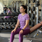 Attractive Leopard  Print | Activewear Coord Set Tshirt With Tummy Tuck Purple Leggings | Multi Sport | Odour Free