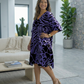 Chic Leopard Print Purple Kaftan Dress