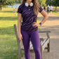 Chic Tiger Print | Activewear Coord Set Tshirt With Tummy Tuck Purple Leggings | Multi Sport | Odour Free
