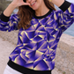 Smart Geometric Print Purple Sweatshirt