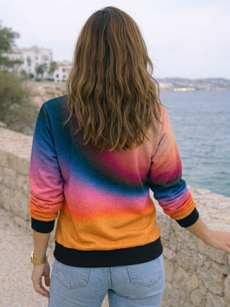 Premium Purple And Orange Gradient Print Sweatshirt